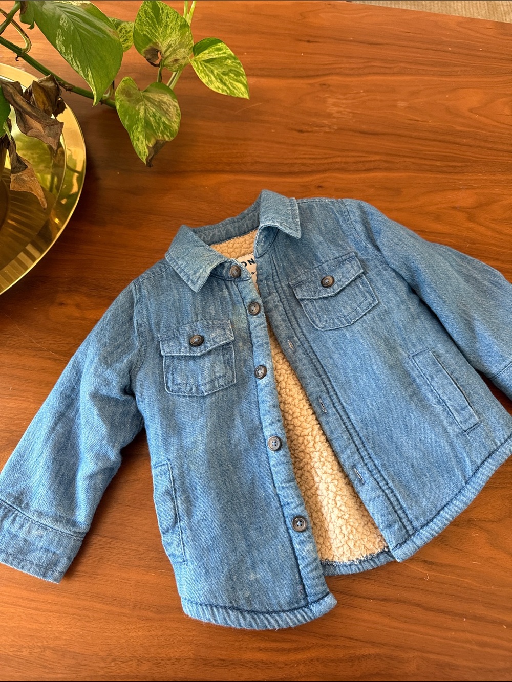 Baby Blue Sherpa-Lined Denim Jacket